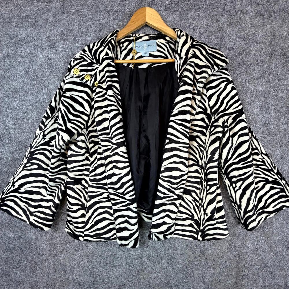 Jaclyn Smith Jacket‎ Womens L White Black Zebra Y2K Statement Edgy Retro Bold